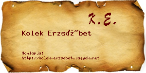 Kolek Erzsébet névjegykártya